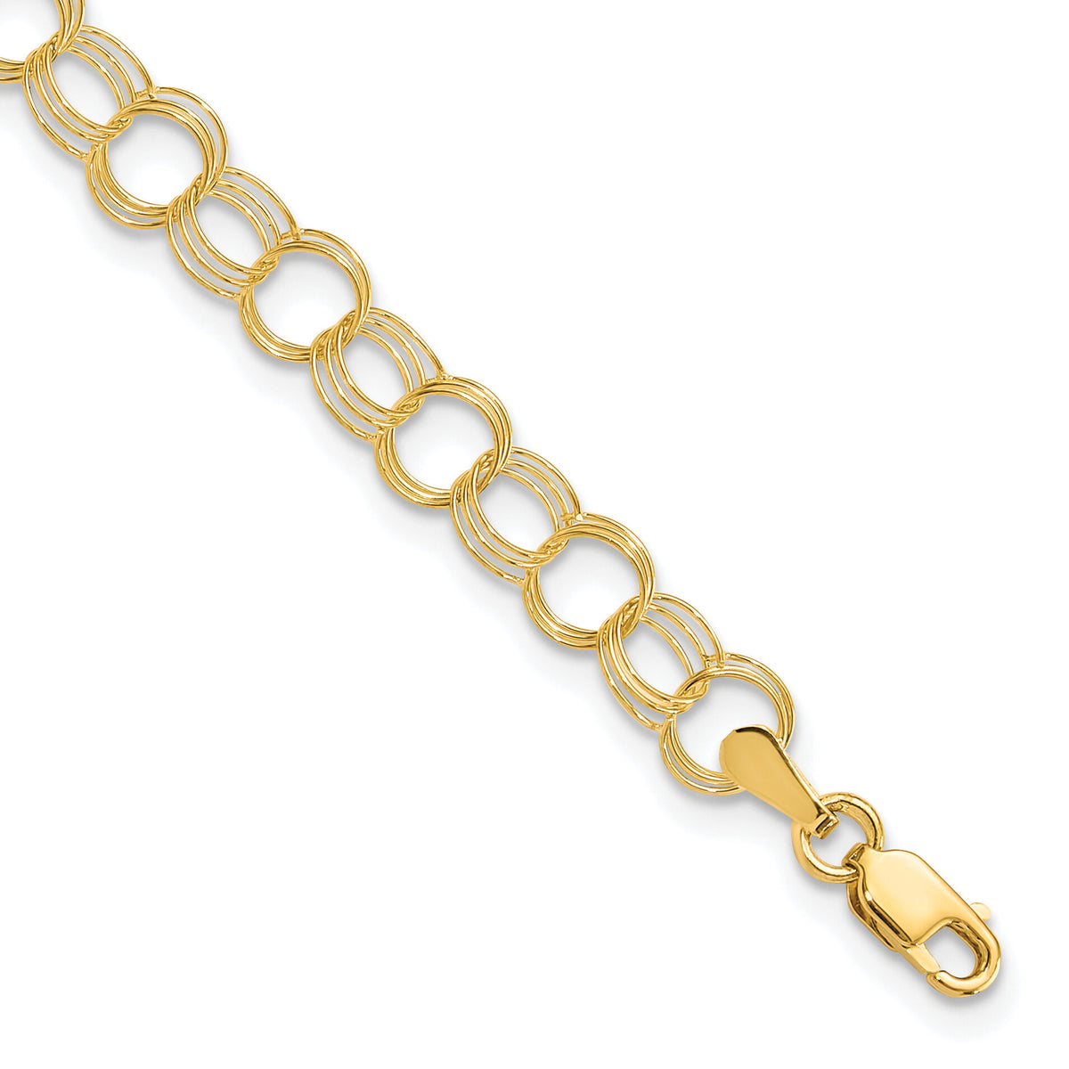 10k Triple Link Charm Bracelet-10CH10-6