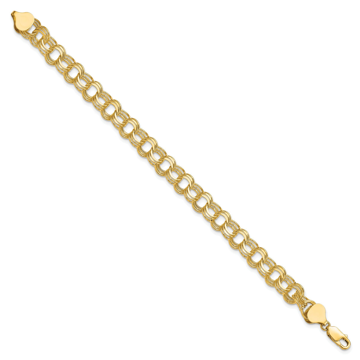10k Triple Link Charm Bracelet-10CH12-8