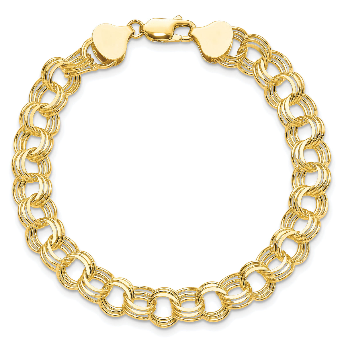 10k Triple Link Charm Bracelet-10CH12-8