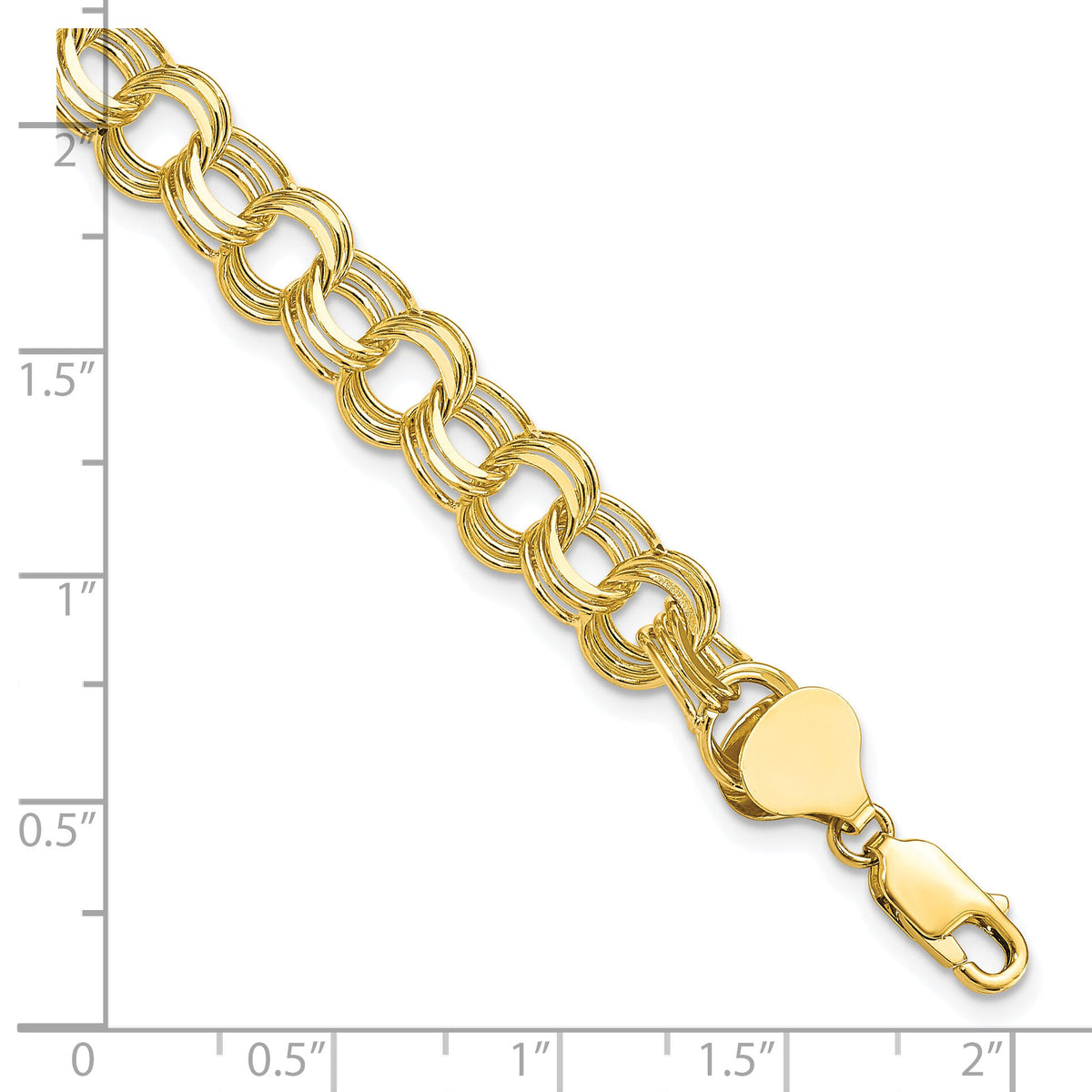 10k Triple Link Charm Bracelet-10CH12-7