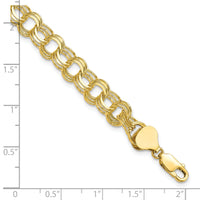 10k Triple Link Charm Bracelet-10CH12-8