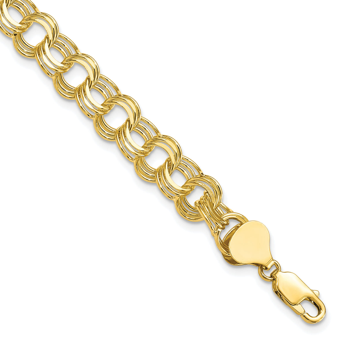 10k Triple Link Charm Bracelet-10CH12-8