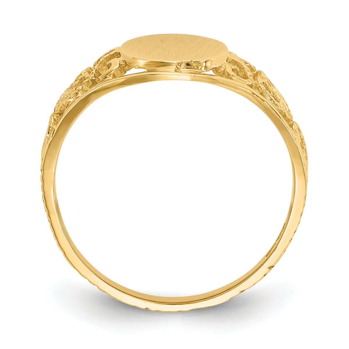 10k 8.5x7.5mm Satin Open Back Filigree Signet Ring-10CH288