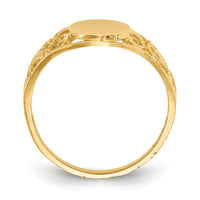 10k 8.5x7.5mm Satin Open Back Filigree Signet Ring-10CH288