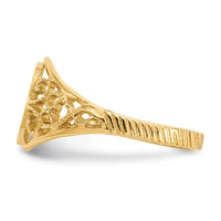 10k 8.5x7.5mm Satin Open Back Filigree Signet Ring-10CH288