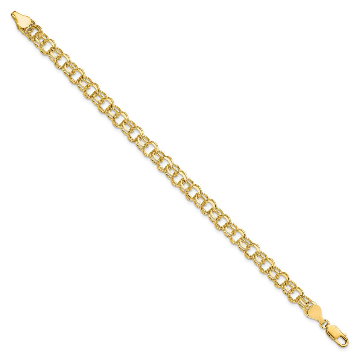 10k Solid Double Link Charm Bracelet-10CH5-7