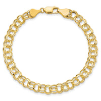 10k Solid Double Link Charm Bracelet-10CH5-7