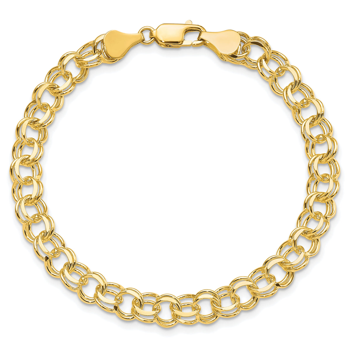 10k Solid Double Link Charm Bracelet-10CH5-8