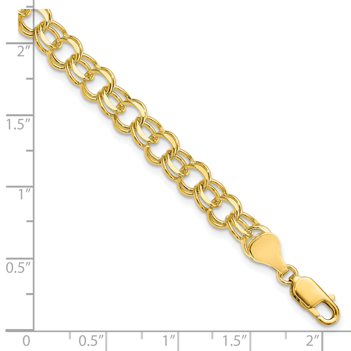 10k Solid Double Link Charm Bracelet-10CH5-7