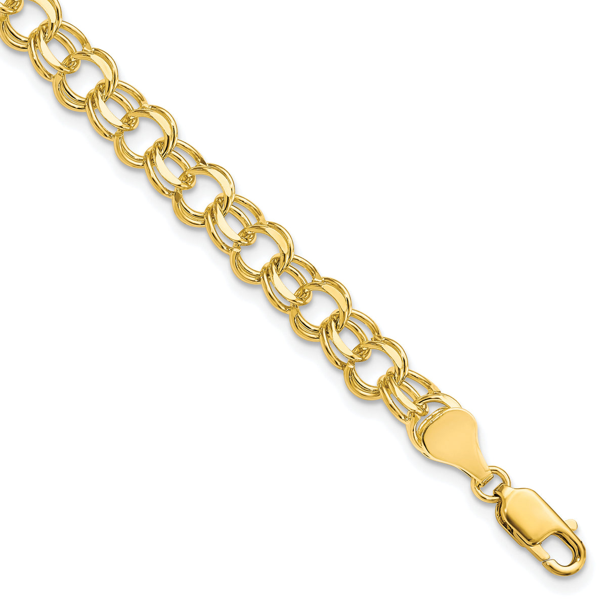 10k Solid Double Link Charm Bracelet-10CH5-8