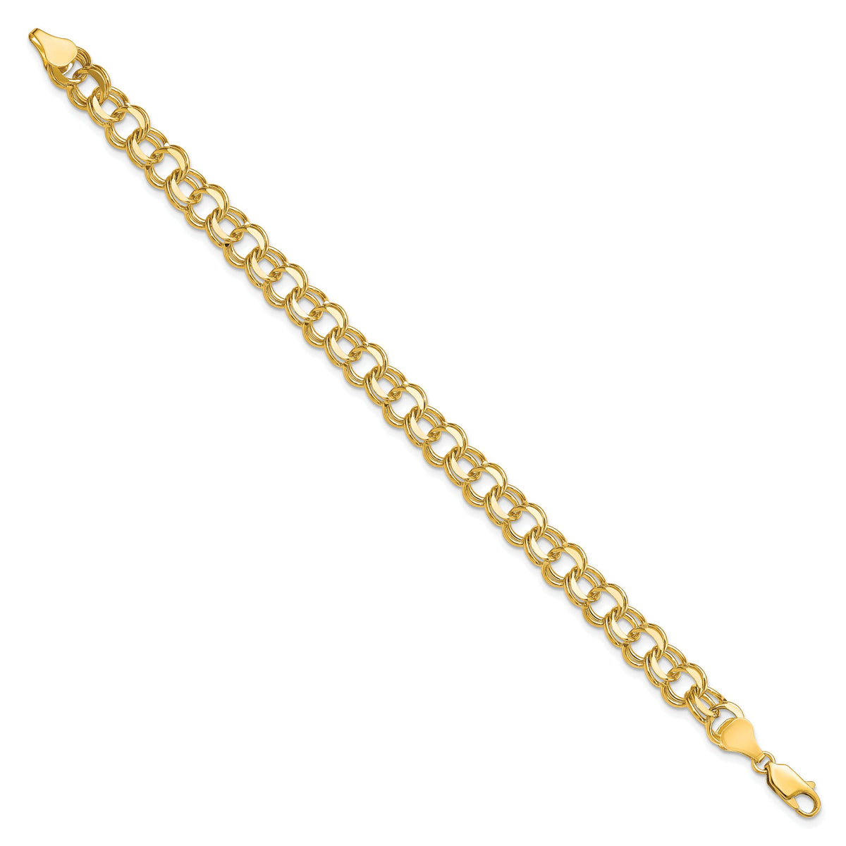 10k Solid Double Link Charm Bracelet-10CH6-8