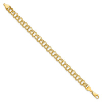 10k Solid Double Link Charm Bracelet-10CH6-8