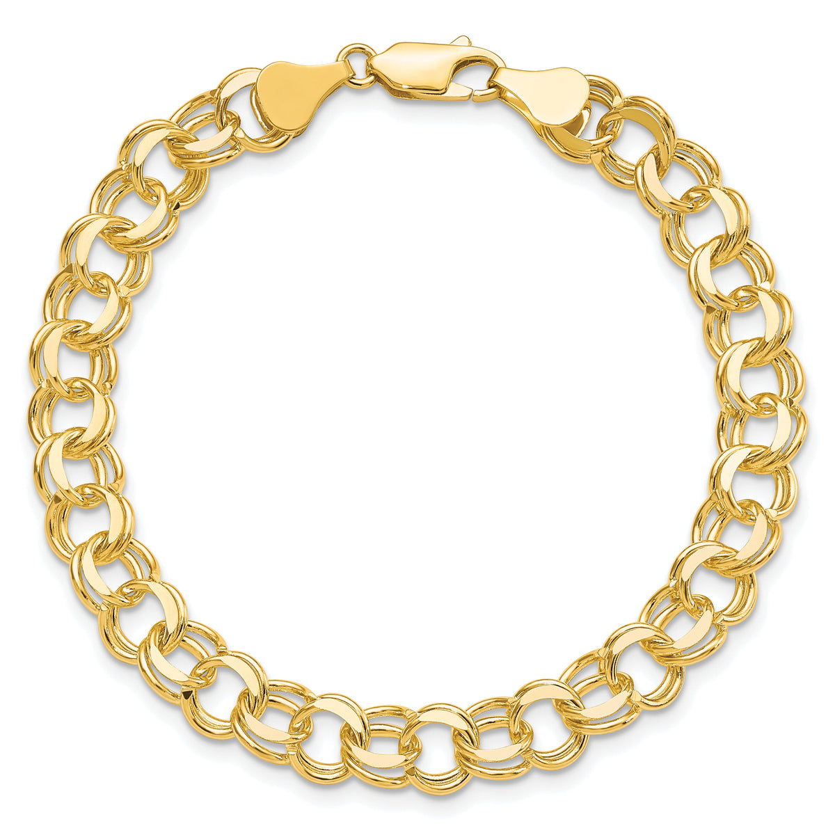 10k Solid Double Link Charm Bracelet-10CH6-8