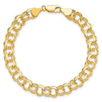 10k Solid Double Link Charm Bracelet-10CH6-8