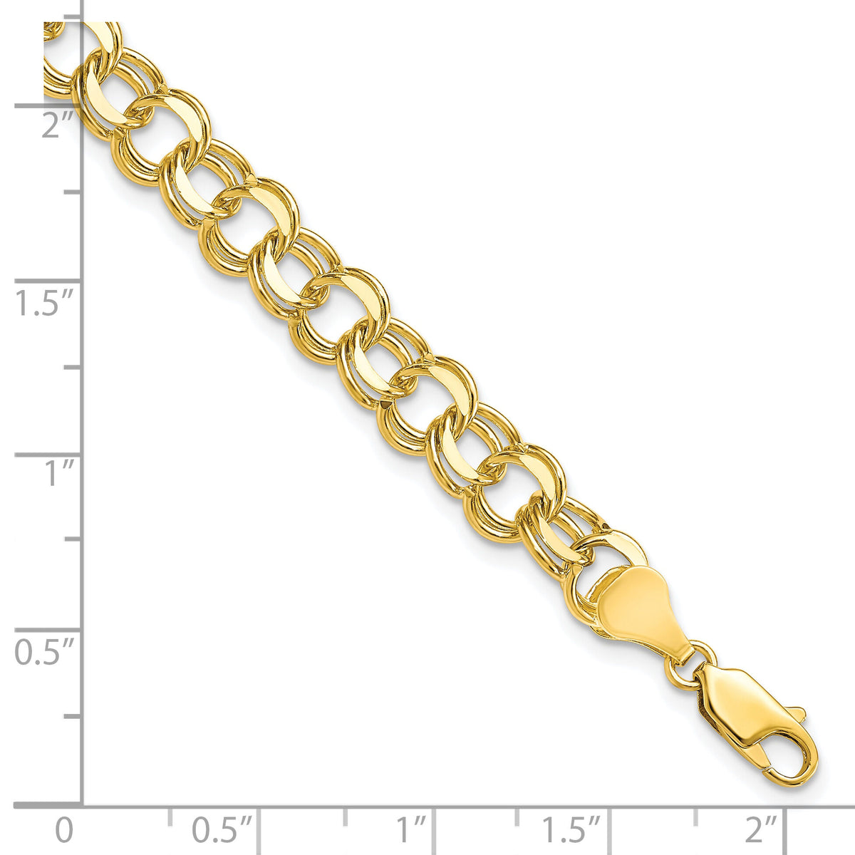 10k Solid Double Link Charm Bracelet-10CH6-8