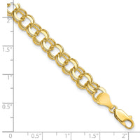 10k Solid Double Link Charm Bracelet-10CH6-8