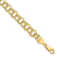 10k Solid Double Link Charm Bracelet-10CH6-8