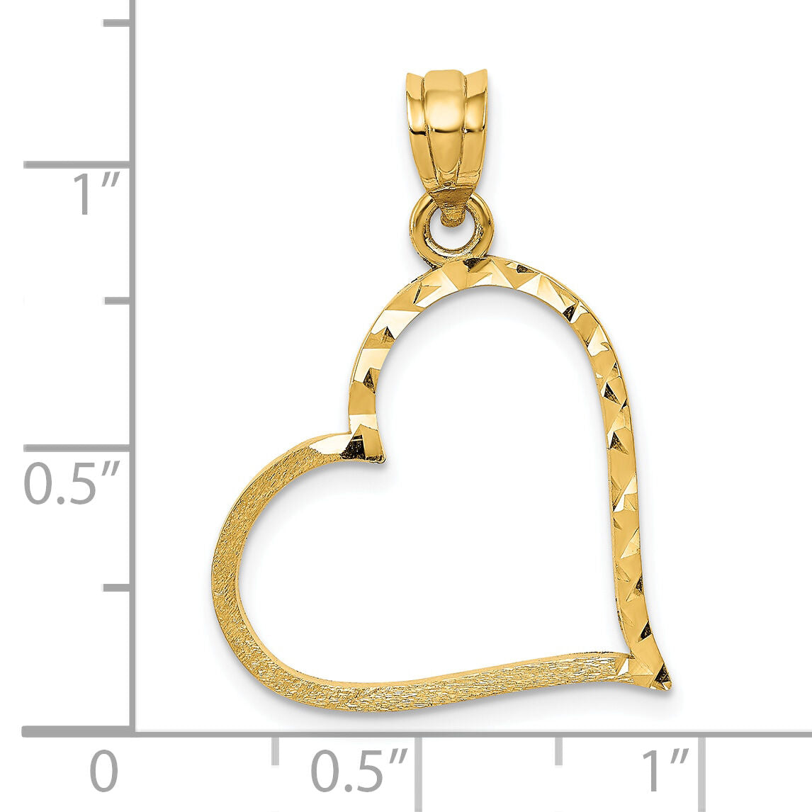 10K Satin Diamond-cut Crooked Heart Pendant-10D1054