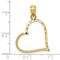 10K Satin Diamond-cut Crooked Heart Pendant-10D1054