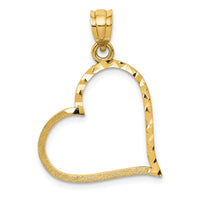 10K Satin Diamond-cut Crooked Heart Pendant-10D1054