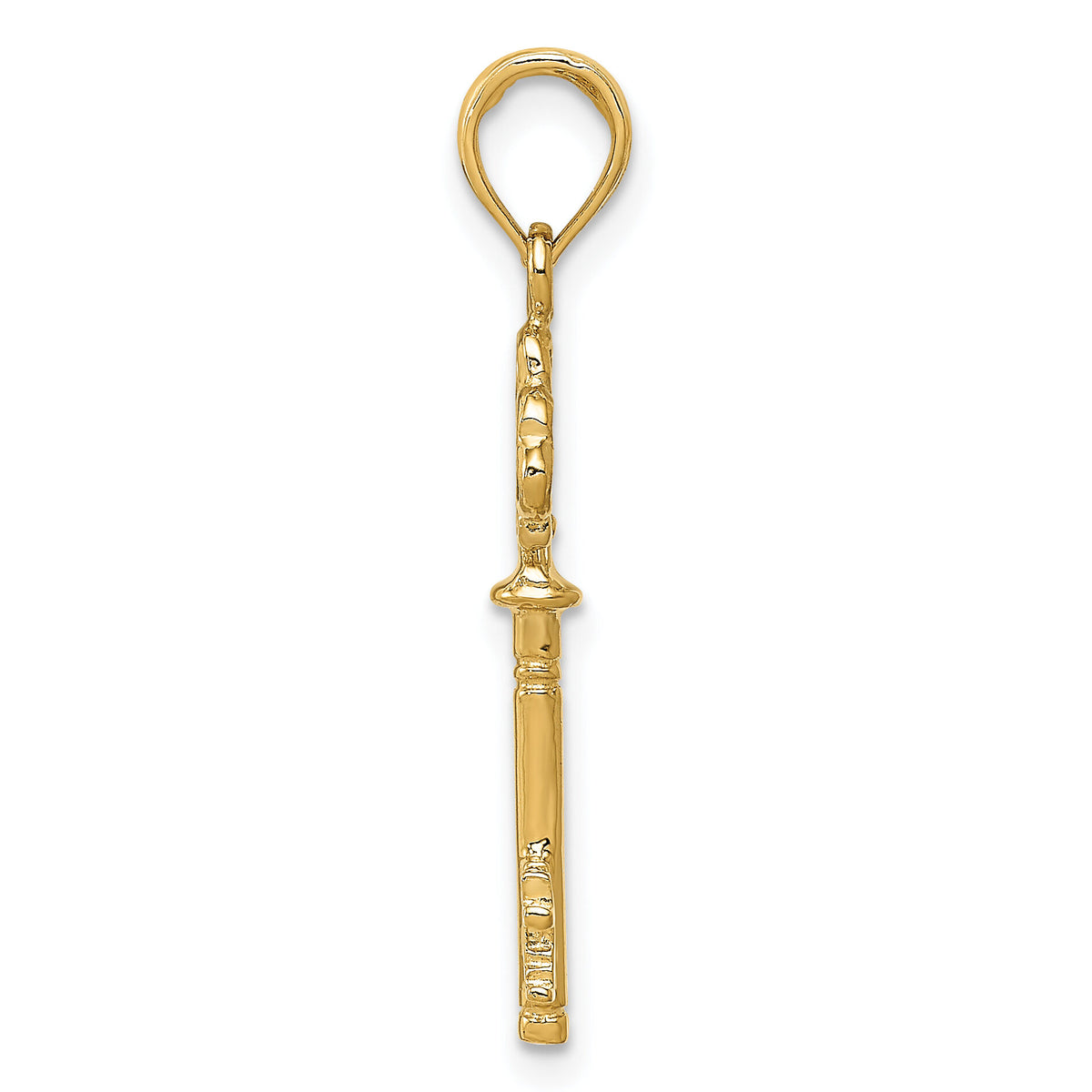 10k Polished 3-D Hearts Key Charm-10D1068