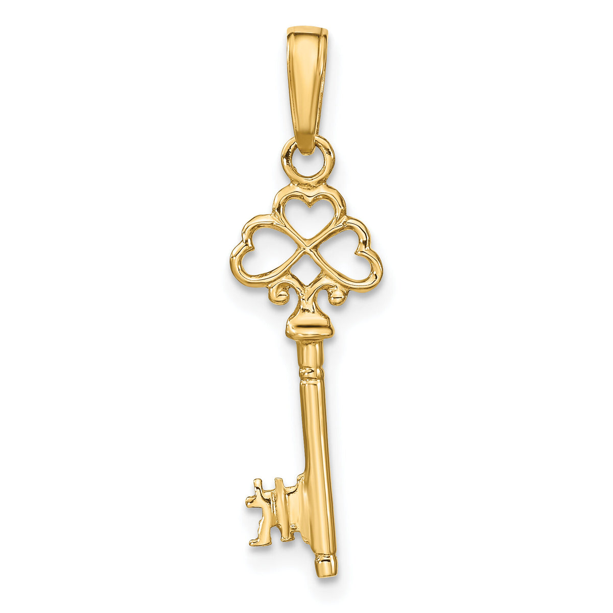 10k Polished 3-D Hearts Key Charm-10D1068