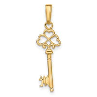 10k Polished 3-D Hearts Key Charm-10D1068