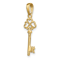 10k Polished 3-D Hearts Key Charm-10D1068
