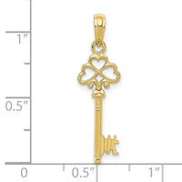 10k Polished 3-D Hearts Key Charm-10D1068