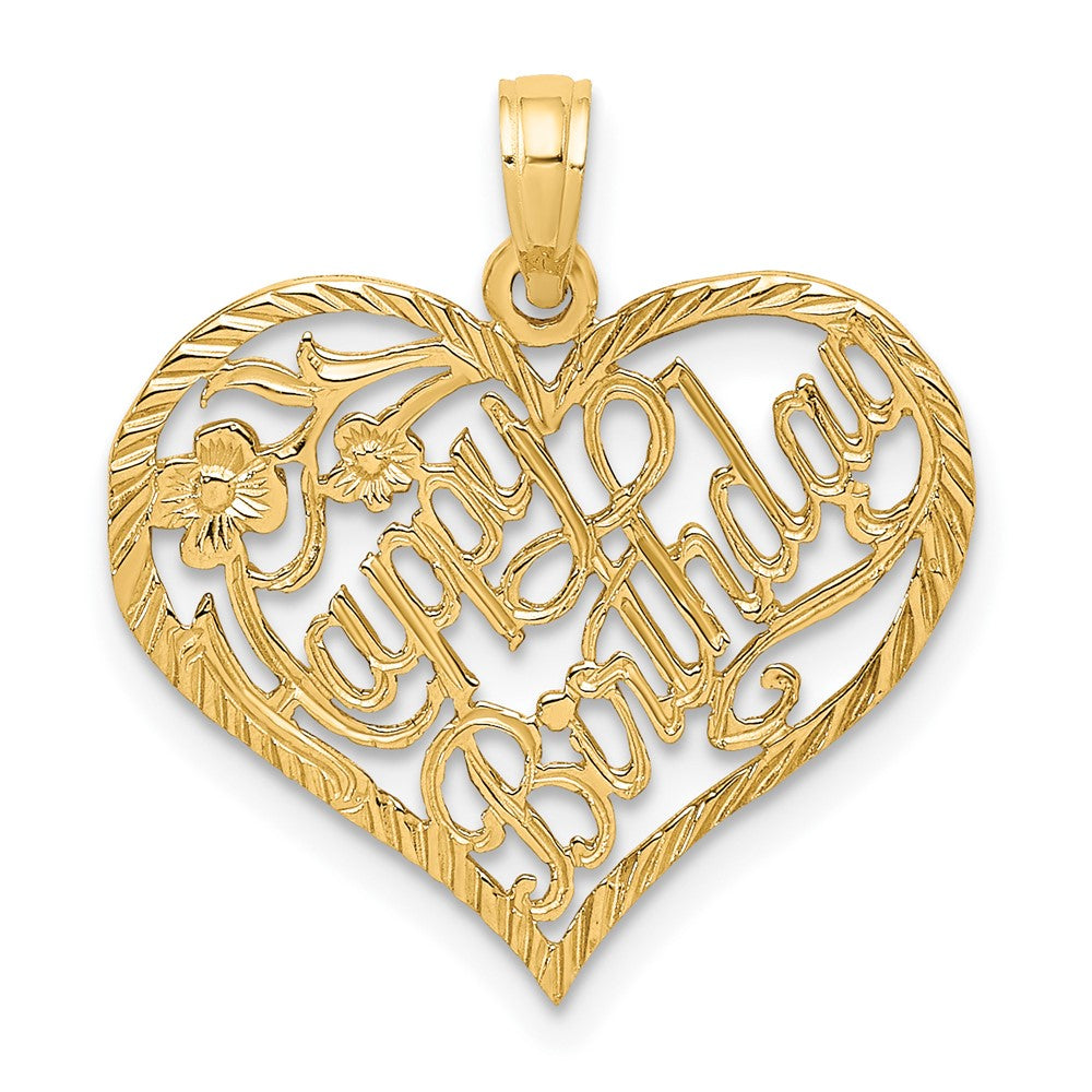 10K Solid Talking HAPPY BIRTHDAY Heart Pendant-10D1075