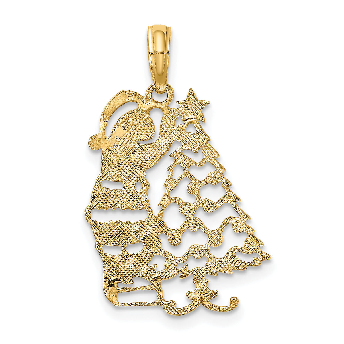 10K Polished Christmas Tree and Santa Pendant-10D1119