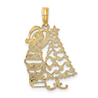 10K Polished Christmas Tree and Santa Pendant-10D1119