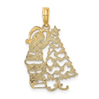 10K Polished Christmas Tree and Santa Pendant-10D1119