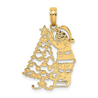 10K Polished Christmas Tree and Santa Pendant-10D1119