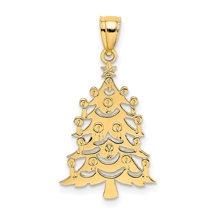 10K Polished Christmas Tree Pendant-10D1120