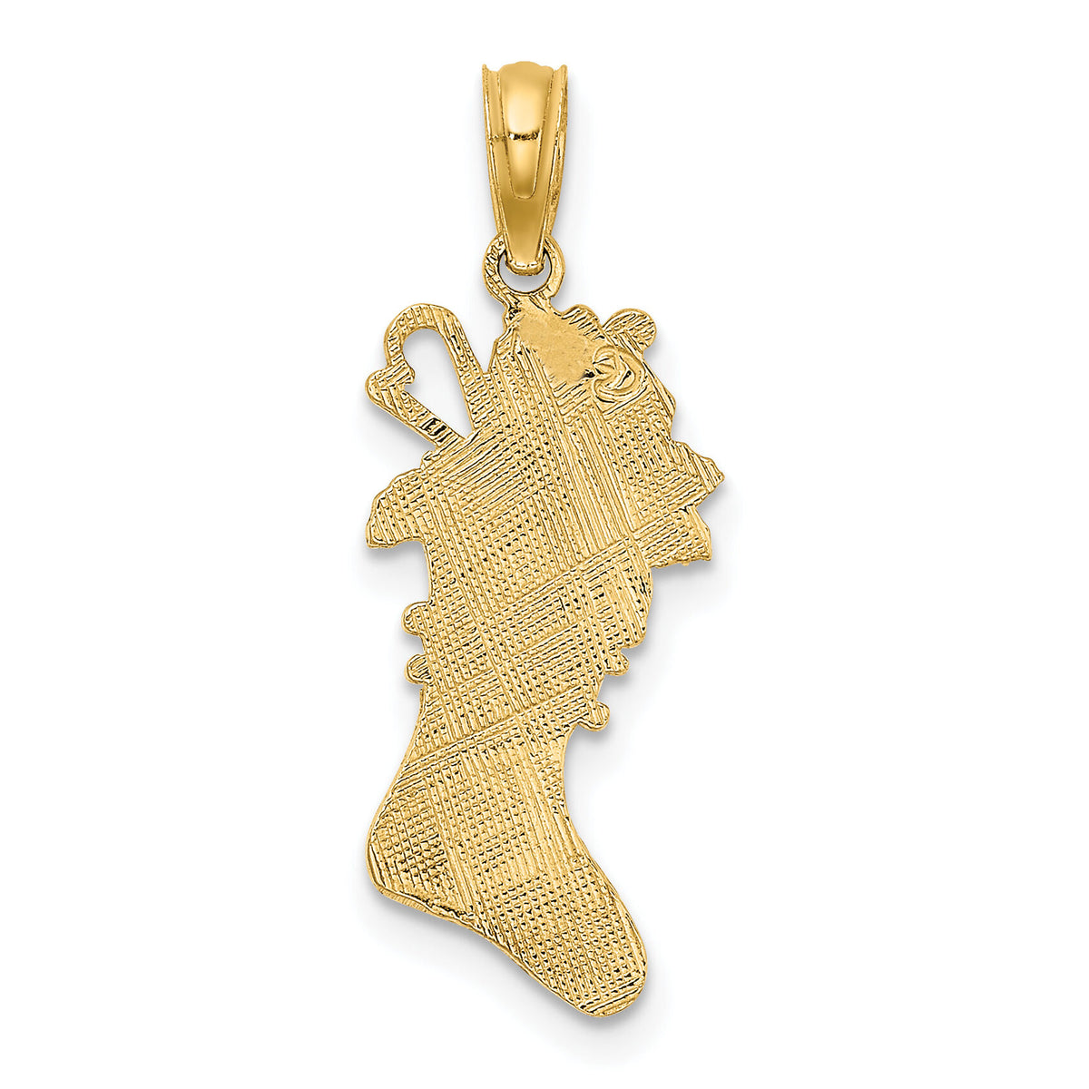 10K Polished Christmas Stocking Pendant-10D1123