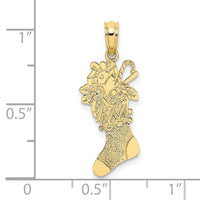 10K Polished Christmas Stocking Pendant-10D1123