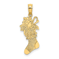 10K Polished Christmas Stocking Pendant-10D1123