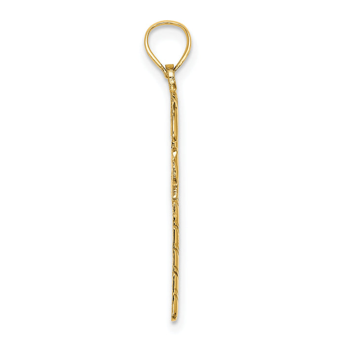 10K Solid Polished Candy Cane Pendant-10D1124