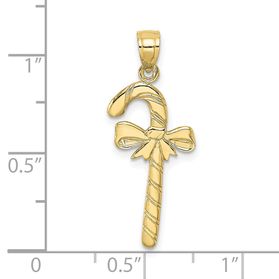 10K Solid Polished Candy Cane Pendant-10D1124