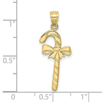 10K Solid Polished Candy Cane Pendant-10D1124