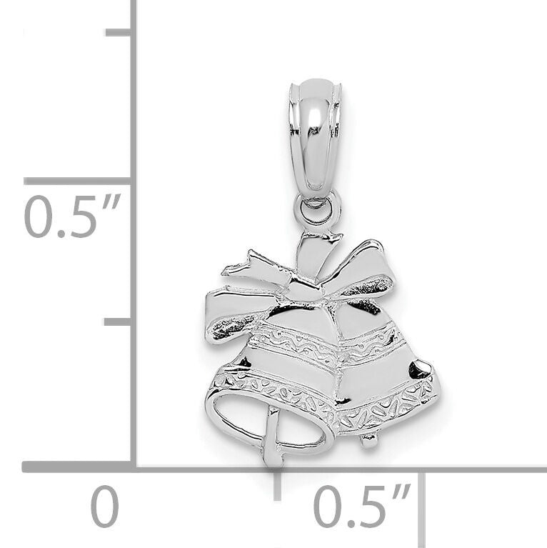 10K White Gold Polished Christmas Bells Pendant-10D1127W