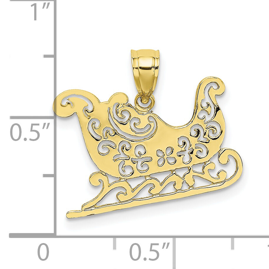 10K Polished Sleigh Pendant-10D1131