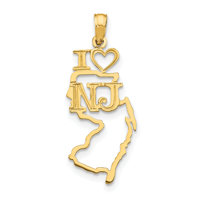 10K Solid New Jersey State Pendant-10D1178