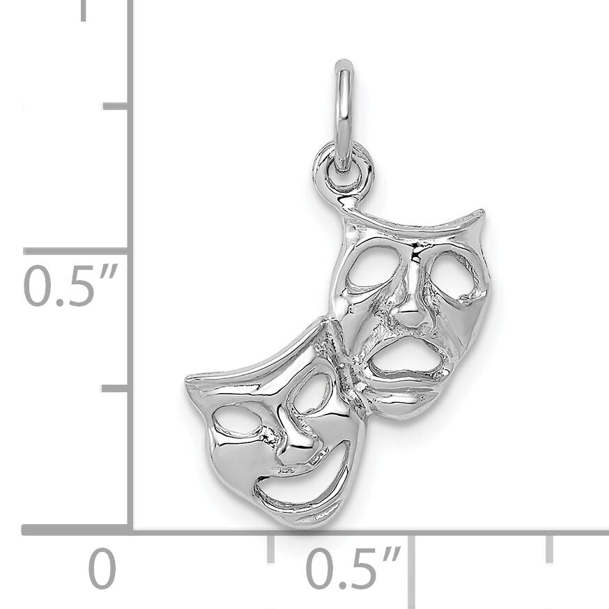 10k White Gold Polished Open-Backed Comedy/Tragedy Charm-10D1243