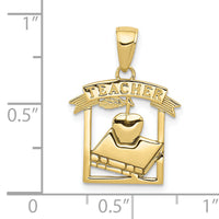 10k Polished Flat-Backed Teacher Frame Pendant-10D1246