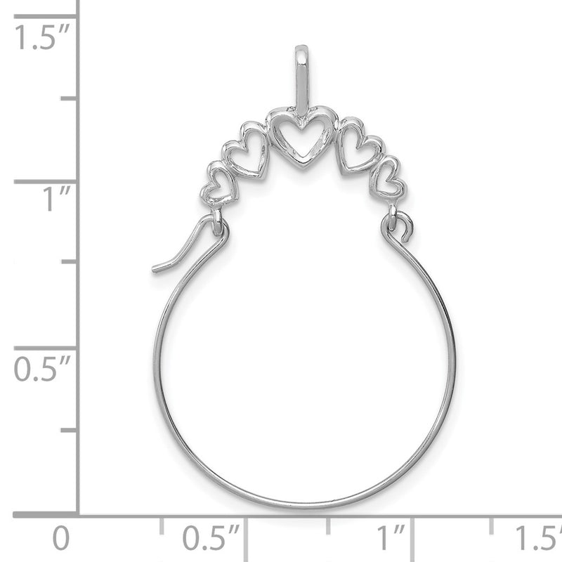 10k White Gold Polished 5-Heart Charm Holder-10D1311W