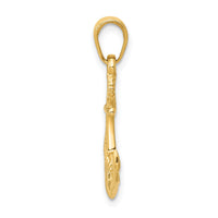 10K Solid Polished 3-D Anchor Pendant-10D1360