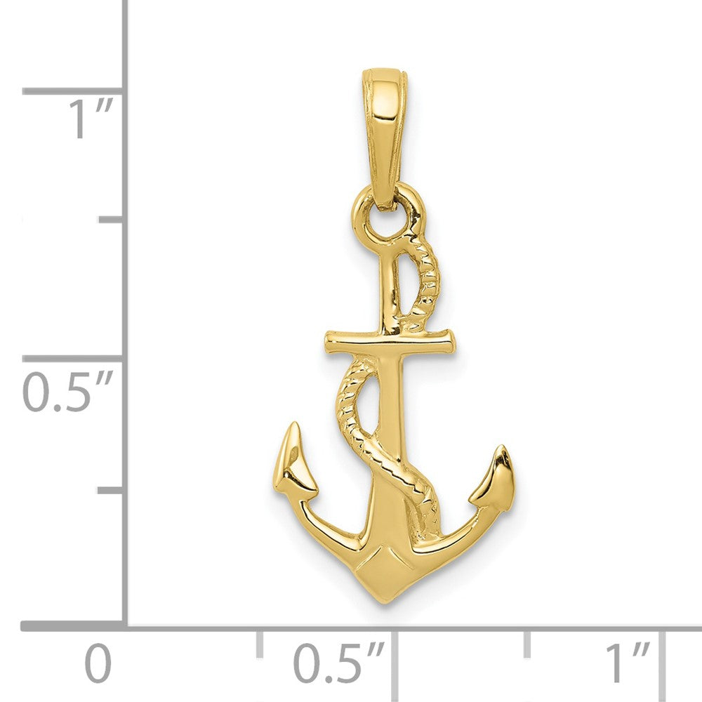 10K Solid Polished 3-D Anchor Pendant-10D1360