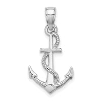 10K White Gold Solid Polished 3-D Anchor Pendant-10D1360W